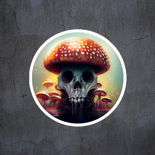 Mushroom top skull sticker/decal